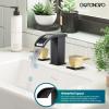 imagegotonovo Waterfall 8 inch Widespread Bathroom Faucet Set Bathroom Sink Faucet 3 Hole 2 Handle Vanity Lavatory Deck Mount with Pop Up Drain and Water Supply Lines Round Body Matte Black ampamp Brushed GoldBrushed Gold and Black