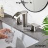 imagegotonovo Waterfall 8 inch Widespread Bathroom Faucet Set Bathroom Sink Faucet 3 Hole 2 Handle Vanity Lavatory Deck Mount with Pop Up Drain and Water Supply Lines Round Body Matte Black ampamp Brushed GoldBrushed Nickel
