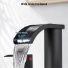 imagegotonovo Waterfall 8 inch Widespread Bathroom Faucet Set Bathroom Sink Faucet 3 Hole 2 Handle Vanity Lavatory Deck Mount with Pop Up Drain and Water Supply Lines Round Body Matte Black ampamp Brushed GoldMatte Black