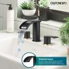 imagegotonovo Waterfall 8 inch Widespread Bathroom Faucet Set Bathroom Sink Faucet 3 Hole 2 Handle Vanity Lavatory Deck Mount with Pop Up Drain and Water Supply Lines Round Body Matte Black ampamp Brushed GoldMatte Black  Brushed Gold