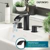 imagegotonovo Waterfall 8 inch Widespread Bathroom Faucet Set Bathroom Sink Faucet 3 Hole 2 Handle Vanity Lavatory Deck Mount with Pop Up Drain and Water Supply Lines Round Body Matte Black ampamp Brushed GoldMatte Black