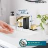 imagegotonovo Waterfall 8 inch Widespread Bathroom Faucet Set Bathroom Sink Faucet 3 Hole 2 Handle Vanity Lavatory Deck Mount with Pop Up Drain and Water Supply Lines Round Body Matte Black ampamp Brushed GoldGold and Matte Black