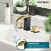 imagegotonovo Waterfall 8 inch Widespread Bathroom Faucet Set Bathroom Sink Faucet 3 Hole 2 Handle Vanity Lavatory Deck Mount with Pop Up Drain and Water Supply Lines Round Body Matte Black ampamp Brushed GoldGold and Matte Black