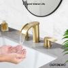 imagegotonovo Waterfall 8 inch Widespread Bathroom Faucet Set Bathroom Sink Faucet 3 Hole 2 Handle Vanity Lavatory Deck Mount with Pop Up Drain and Water Supply Lines Round Body Matte Black ampamp Brushed GoldBrushed Gold