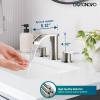 imagegotonovo Waterfall 8 inch Widespread Bathroom Faucet Set Bathroom Sink Faucet 3 Hole 2 Handle Vanity Lavatory Deck Mount with Pop Up Drain and Water Supply Lines Round Body Matte Black ampamp Brushed GoldBrushed Nickel