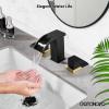 imagegotonovo Waterfall 8 inch Widespread Bathroom Faucet Set Bathroom Sink Faucet 3 Hole 2 Handle Vanity Lavatory Deck Mount with Pop Up Drain and Water Supply Lines Round Body Matte Black ampamp Brushed GoldMatte Black  Brushed Gold