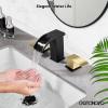 imagegotonovo Waterfall 8 inch Widespread Bathroom Faucet Set Bathroom Sink Faucet 3 Hole 2 Handle Vanity Lavatory Deck Mount with Pop Up Drain and Water Supply Lines Round Body Matte Black ampamp Brushed GoldBrushed Gold and Black