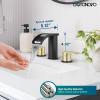 imagegotonovo Waterfall 8 inch Widespread Bathroom Faucet Set Bathroom Sink Faucet 3 Hole 2 Handle Vanity Lavatory Deck Mount with Pop Up Drain and Water Supply Lines Round Body Matte Black ampamp Brushed GoldBrushed Gold and Black