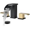 imagegotonovo Waterfall 8 inch Widespread Bathroom Faucet Set Bathroom Sink Faucet 3 Hole 2 Handle Vanity Lavatory Deck Mount with Pop Up Drain and Water Supply Lines Round Body Matte Black ampamp Brushed GoldBrushed Gold and Black