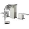 imagegotonovo Waterfall 8 inch Widespread Bathroom Faucet Set Bathroom Sink Faucet 3 Hole 2 Handle Vanity Lavatory Deck Mount with Pop Up Drain and Water Supply Lines Round Body Matte Black ampamp Brushed GoldBrushed Nickel