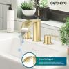 imagegotonovo Waterfall 8 inch Widespread Bathroom Faucet Set Bathroom Sink Faucet 3 Hole 2 Handle Vanity Lavatory Deck Mount with Pop Up Drain and Water Supply Lines Round Body Matte Black ampamp Brushed GoldBrushed Gold