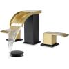 imagegotonovo Waterfall 8 inch Widespread Bathroom Faucet Set Bathroom Sink Faucet 3 Hole 2 Handle Vanity Lavatory Deck Mount with Pop Up Drain and Water Supply Lines Round Body Matte Black ampamp Brushed GoldGold and Matte Black