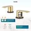 imagegotonovo Waterfall 8 inch Widespread Bathroom Faucet Set Bathroom Sink Faucet 3 Hole 2 Handle Vanity Lavatory Deck Mount with Pop Up Drain and Water Supply Lines Round Body Matte Black ampamp Brushed GoldGold and Matte Black