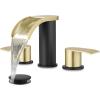 imagegotonovo Waterfall 8 inch Widespread Bathroom Faucet Set Bathroom Sink Faucet 3 Hole 2 Handle Vanity Lavatory Deck Mount with Pop Up Drain and Water Supply Lines Round Body Matte Black ampamp Brushed GoldGold and Matte Black