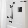 imagegotonovo 2 Handle Tub Shower Faucet Set Bathtub and Shower Faucet Combo Dual Shower Head and Handle Set Tub Shower Trim Kit Shower System with Tub Spout Wall Mount Matte Black
