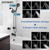 imagegotonovo 2 Handle Tub Shower Faucet Set Bathtub and Shower Faucet Combo Dual Shower Head and Handle Set Tub Shower Trim Kit Shower System with Tub Spout Wall Mount Matte Black