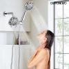imagegotonovo 3 Handle Tub Shower Faucet Set Dual Shower Head and Handle Set Bathtub and Shower Faucet ComboShower System with Tub SpoutWall Mount Tub Shower Trim Kit Brushed NickelPolished Chrome