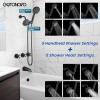 imagegotonovo 3 Handle Tub Shower Faucet Set Dual Shower Head and Handle Set Bathtub and Shower Faucet ComboShower System with Tub SpoutWall Mount Tub Shower Trim Kit Brushed NickelMatte Black