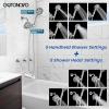 imagegotonovo 3 Handle Tub Shower Faucet Set Dual Shower Head and Handle Set Bathtub and Shower Faucet ComboShower System with Tub SpoutWall Mount Tub Shower Trim Kit Brushed NickelPolished Chrome