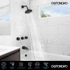 imagegotonovo 3 Handle Tub Shower Faucet Set Tub and Shower Faucet ComboBathtub Faucet Set with 6 Settings Shower Head and Waterfall Tub Spout Tub and Shower Trim Kit Tub Shower Fixture Matte BlackMatte Black