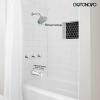 imagegotonovo 3 Handle Tub Shower Faucet Set Tub and Shower Faucet ComboBathtub Faucet Set with 6 Settings Shower Head and Waterfall Tub Spout Tub and Shower Trim Kit Tub Shower Fixture Matte BlackPolished Chrome