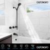 imagegotonovo 3 Handle Tub Shower Faucet SetShower System with Tub SpoutShower Head and Handle Set with 6 Settings Handheld Spray Tub and Shower Faucet Combo Wall Mount Tub Shower Fixture Polished ChromeMatte Black