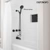 imagegotonovo 3 Handle Tub Shower Faucet SetShower System with Tub SpoutShower Head and Handle Set with 6 Settings Handheld Spray Tub and Shower Faucet Combo Wall Mount Tub Shower Fixture Polished ChromeMatte Black