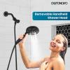 imagegotonovo 3 Handle Tub Shower Faucet SetShower System with Tub SpoutShower Head and Handle Set with 6 Settings Handheld Spray Tub and Shower Faucet Combo Wall Mount Tub Shower Fixture Polished ChromeMatte Black
