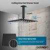 imagegotonovo Bathroom Rain Shower Combo Set Ceiling Mount with Handheld Spray High Pressure Luxury Mixer Trim Kit with Roughin Valve 2 Function 12 inch Shower Head Matte BlackMatte Black