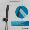 imagegotonovo Bathroom Rain Shower Combo Set Ceiling Mount with Handheld Spray High Pressure Luxury Mixer Trim Kit with Roughin Valve 2 Function 12 inch Shower Head Matte BlackMatte Black