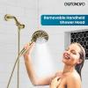 imagegotonovo Bathroom Shower Head Kit High Pressure Combo System Shower Faucet 6 Modes ABS Handheld Spray Shower Trim Kit Valve Included Shower Head and Handle Set Brushed GoldBrushed Gold