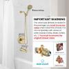 imagegotonovo Bathroom Shower Head Kit High Pressure Combo System Shower Faucet 6 Modes ABS Handheld Spray Shower Trim Kit Valve Included Shower Head and Handle Set Brushed GoldBrushed Gold