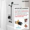 imagegotonovo Bathroom Shower Head Kit High Pressure Combo System Shower Faucet 6 Modes ABS Handheld Spray Shower Trim Kit Valve Included Shower Head and Handle Set Brushed GoldMatte Black