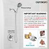 imagegotonovo SingleHandle Shower Faucet Set Shower Kit with Valve Shower Head and Handle Set Shower Trim Kit with 6 Modes ABS Handheld Shower Fixtures Shower Valve and Trim Kit Brushed GoldPolished Chrome