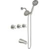 imagegotonovo 3 Handle Tub Shower Faucet Set Dual Shower Head and Handle Set Bathtub and Shower Faucet ComboShower System with Tub SpoutWall Mount Tub Shower Trim Kit Brushed NickelBrushed Nickel