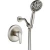 imagegotonovo SingleHandle Shower Faucet Set Shower Kit with Valve Shower Head and Handle Set Shower Trim Kit with 6 Modes ABS Handheld Shower Fixtures Shower Valve and Trim Kit Brushed GoldBrushed Nickel