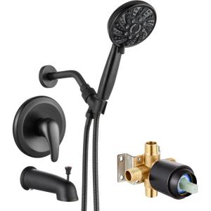 imagegotonovo Bathroom Shower Head Kit High Pressure Combo System Shower Faucet 6 Modes ABS Handheld Spray Shower Trim Kit Valve Included Shower Head and Handle Set Brushed GoldOil Rubbed Bronze
