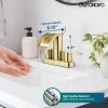 imagegotonovo 4 Inch Centerset Waterfall Bathroom Sink Faucet Deck Mount 2 Handle Basin Faucets 2 or 3 Hole with Pop Up Drain Included Lavatory Modern Mixer Tap Vanity Faucet Brushed GoldBrushed Gold