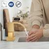imagegotonovo Waterfall 4 Inch Centerset Bathroom Sink Faucet 2 Handle Basin Faucets 2 or 3 Hole Deck Mount with Pop Up Drain Included Lavatory Modern Mixer Tap Vanity Faucet Brushed GoldBrushed Gold