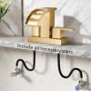 imagegotonovo Waterfall 4 Inch Centerset Bathroom Sink Faucet 2 Handle Basin Faucets 2 or 3 Hole Deck Mount with Pop Up Drain Included Lavatory Modern Mixer Tap Vanity Faucet Brushed GoldBrushed Gold