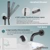 imagegotonovo Shower System with Tub Spout Wall Mount 3 Function Roughin Valve Bathtub Shower Faucets Set Complete Rain 10 Inch Round Showerhead Trim Kit Combo Cylindrical Handheld Matte BlackOil Rubbed Bronze