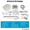 imagegotonovo Shower System with Tub Spout Wall Mount 3 Function Roughin Valve Bathtub Shower Faucets Set Complete Rain 10 Inch Round Showerhead Trim Kit Combo Cylindrical Handheld Matte BlackBrushed Nickel