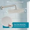 imagegotonovo Shower System with Tub Spout Wall Mount 3 Function Roughin Valve Bathtub Shower Faucets Set Complete Rain 10 Inch Round Showerhead Trim Kit Combo Cylindrical Handheld Matte BlackBrushed Nickel