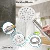 imagegotonovo Shower System with Tub Spout Wall Mount 3 Function Roughin Valve Bathtub Shower Faucets Set Complete Rain 10 Inch Round Showerhead Trim Kit Combo Cylindrical Handheld Matte BlackBrushed Nickel