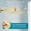 imagegotonovo Shower System with Tub Spout Wall Mounted Rain Shower Head and Handle Combo Shower Faucet Set with Valve 12 Inch Brushed NickelBrushed Gold