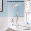 imagegotonovo Shower System with Tub Spout Wall Mounted Rain Shower Head and Handle Combo Shower Faucet Set with Valve 12 Inch Brushed NickelBrushed Nickel