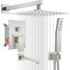 imagegotonovo Shower System with Tub Spout Wall Mounted Rain Shower Head and Handle Combo Shower Faucet Set with Valve 12 Inch Brushed NickelBrushed Nickel