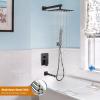imagegotonovo Shower System with Tub Spout Wall Mounted Rain Shower Head and Handle Combo Shower Faucet Set with Valve 12 Inch Brushed NickelMatte Black