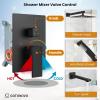 imagegotonovo Shower System with Tub Spout Wall Mounted Rain Shower Head and Handle Combo Shower Faucet Set with Valve 12 Inch Brushed NickelMatte Black
