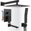 imagegotonovo Shower System with Tub Spout Wall Mounted Rain Shower Head and Handle Combo Shower Faucet Set with Valve 12 Inch Brushed NickelMatte Black